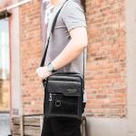 Hjkiopc Schoudertas heren schoudertas crossbody mobiele telefoon tas messenger bag herentas shulder bag lederen borstzak, A-zwart, Retro