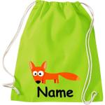 Shirtinstyle Gymtas, dierenvos met wensnaam, kinderen, stoffen tas, kinderrugzak, jute, gymtas,