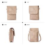 Mobiele telefoon om te hangen, leer, mobiele telefoon-schoudertas voor dames, mobiele telefoon met portemonnee om om te hangen, handtas dames schoudertas voor designer, A-13, bruin