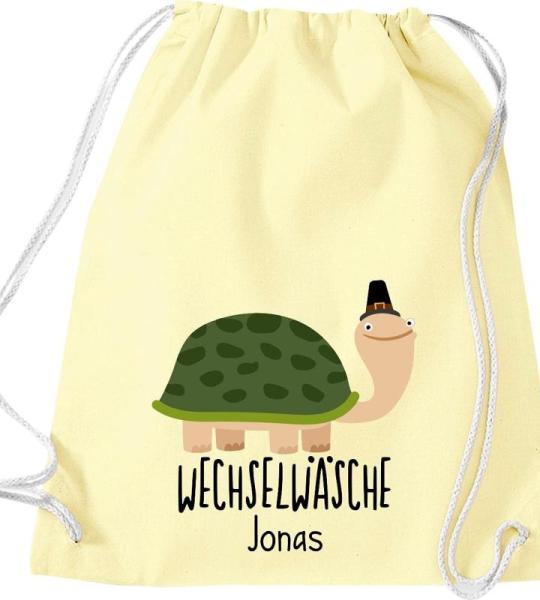 ShirtInStyle Kindergymtas, grappige dieren schildpad, verwisselbaar ondergoed met tekst naar wens, kinderen, dierentuin kinderdag familie, gymtas