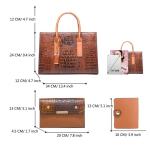 3 Stuks Satchel Handtas Voor Vrouwen Top Handvat Purse Mode Krokodil Crossbody Tas Grote Dames Tote Schoudertas, Bruin