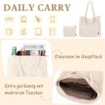 Tote Bag Dames Corduroy shopper tas dames grote schoudertas handtas dames met cosmeticatas voor winkelen, werken, reizen en school, beige