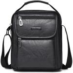 Hjkiopc Schoudertas heren schoudertas crossbody mobiele telefoon tas messenger bag heren tas shulder bag lederen borstzak, C-Zwart, Retro