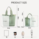 Canvas handtas, tas voor dames, schoudertas, draagtas, shopper met ritssluiting voor dagelijks gebruik, school, winkelen, werk, reizen, Large