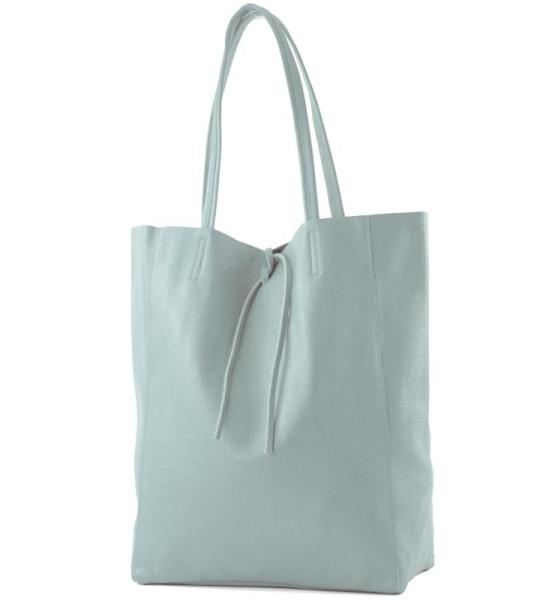 - T163 - Ital. Shopper Large met binnenvak van leer, ijsblauw, Large