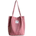 Schoudertas voor dames, grote corduroy tas, handtas, shopper, hengseltas voor universiteit, werk, meisjes, school, bruin, A-roze, 40*35*11