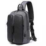 OZUKO Schoudertas voor heren, waterdicht, casual, met USB-oplaadpoort, grijs 2, Utility