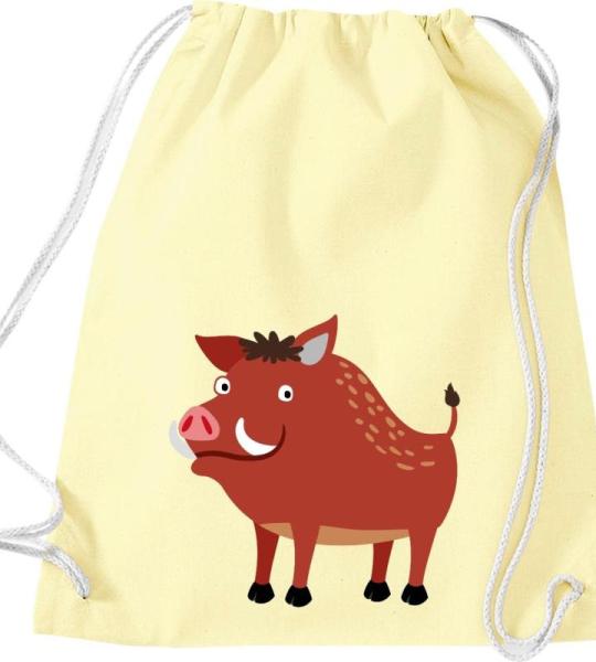 ShirtInStyle Turnbeutel, Wildschwein, Kinder, Stoffbeutel, Kinderrucksack, Jute, Gymsack,