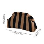 Zomerse strandclutch voor dames, gebreid, gestreept, contrasterende kleur, kleine clutch, geweven tas voor zomerstranden, winkelen, reizen, zwart/goud.