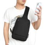 Schoudertas, borsttas, lichte sling bag, crossbody schoudertas, outdoor, waterdicht, casual, voor heren, wandelen, fietsen, zwart