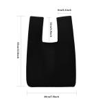 Vrouwen Handvat Tassen Polsbandjes Effen Kleur Gift Bag Cross-Body Gebreide Mouw Knoop Tas Kleine Leuke Draagbare Portemonnee Opvouwbare Tote, Zwart, Effen zwart