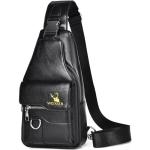 Sling tas voor heren, leren borsttas, waterdichte , casual lichte tas, mobiele telefoontas, crossbody tas voor wandelen, fietsen, kamperen, zwart