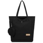 Tas dames shopper, met portemonnee grote canvas schoudertas met ritssluiting grote handtas stof boodschappentas voor werk en school onderweg, zwart, Eén maat, shopper