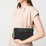 Dames fashion pailletten tas mini clutch kleine dames kettingtas schoudertas voor bruiloften, dates en verschillende gelegenheden, zwart
