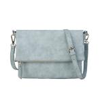 Schoudertas voor dames, schoudertas met ritssluiting, crossbody tas, leren handtas, klein, dagrugzak, lichtblauw, Convertible