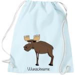 ShirtInStyle Kinder Turnbeutel, lustige Tiere Elch Hirsch mit Wunschnamen, Kinder, Tiere Zoo Kindertag Beutel