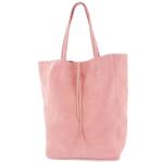 Modamoda T163 Shopper, tas, van leer, groot, met binnenvak, Roze suède, Large