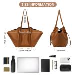 Handtas Tote Bag kunstleer grote capaciteit shopper tas schoudertas grote hengseltas shopping bag met twee meerval haren draagtas voor winkelen zwart, A3 bruin leer, 560 x 320 x 18