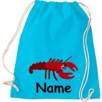 ShirtInStyle Turnbeutel, Tiere Hummer mit Wunschnamen, Kinder, Stoffbeutel, Kinderrucksack, Jute, Gymsack,