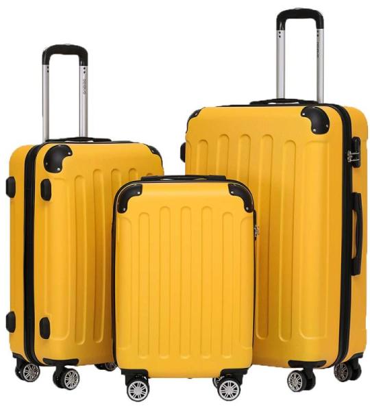 BEIBYE Twin rollers hardcase reiskoffer koffer trolleys harde schaal in XL-L-M in 20 kleuren, geel