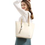 Handtas dames shopper grote damestas voor kantoor school winkelen, beige, X-Large, tote