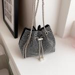 CrossBody Bag dames glitter pailletten strass clutch kleine handtas schoudertas tas avondtas voor bruiloft avondfeest feest vakantie, zilver