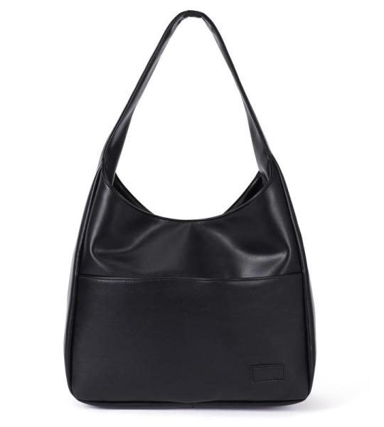 Schoudertas, vintage leren tas, retro schoudertas, onderarmtas, draagtas, vintage, grote capaciteit met magnetische gesp, Hobo boodschappentas, bruin, A01 - zwart