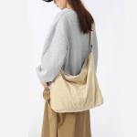 X SIM FITNESSX Unisex corduroy tas schoudertas grote dames shopper tas fashion stoffen tas voor dagelijks gebruik / kantoor / school / reizen, Kaki, Retro