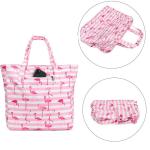 Grote strandtas voor dames, schoudertas, handtas, waterdicht, zanddicht met ritssluiting, voor zwembad, fitnessstudio, reizen, met zak voor natte spullen., roze flamingo