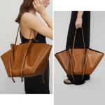 Handtas Tote Bag kunstleer grote capaciteit shopper tas schoudertas grote hengseltas shopping bag met twee meerval haren draagtas voor winkelen zwart, A3 bruin leer, 560 x 320 x 18