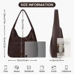 Schoudertas, vintage leren tas, retro schoudertas, onderarmtas, draagtas, vintage, grote capaciteit met magnetische gesp, Hobo boodschappentas, bruin