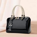 Modieuze handtassen dames lakleer handtas elegante schoudertas vrouwen schoudertas waterdichte damestas bruiloft clutch portemonnee winkelen party, zwart, Large, Unieke