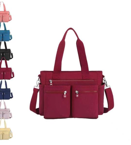 Generisch Einfache Tragetasche mit großem Fassungsvermögen for Damen, einfarbig, großer Rucksack mit mehreren Fächern, wasserdichte Umhängetasche aus Nylon mit mehreren Tasche