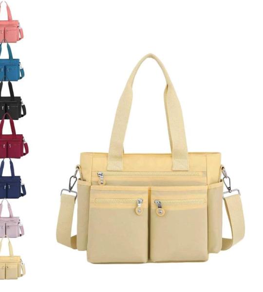 Generisch Einfache Tragetasche mit großem Fassungsvermögen for Damen, einfarbig, großer Rucksack mit mehreren Fächern, wasserdichte Umhängetasche aus Nylon mit mehreren Tasche