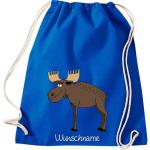 ShirtInStyle Kinder Turnbeutel, lustige Tiere Elch Hirsch mit Wunschnamen, Kinder, Tiere Zoo Kindertag Beutel