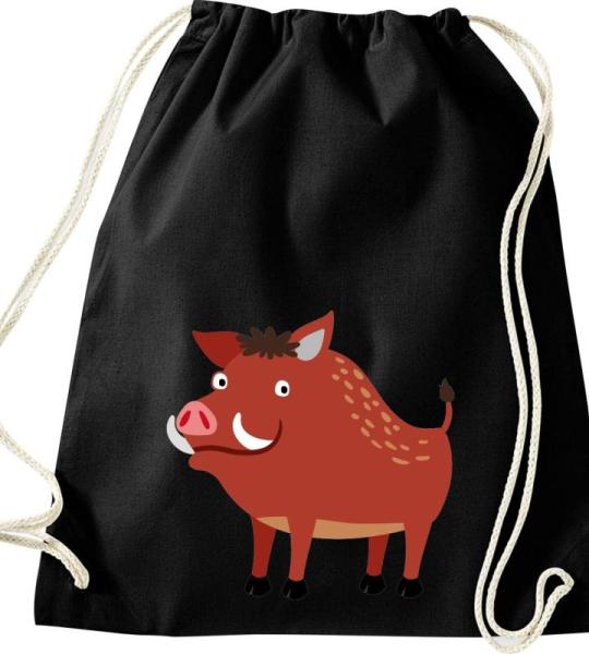 ShirtInStyle Turnbeutel, Wildschwein, Kinder, Stoffbeutel, Kinderrucksack, Jute, Gymsack,