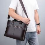 CHDWEY Umhängetaschen für Herren Männer Leder-Schulter-Mode-Geschäfts-Beutel-Handtaschen-Schwarz-Tasche Männer for Dokument-Leder-Laptop-Aktenkoffer-Beutel(1)