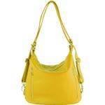 - T249 - ital. Dames rugzak tas 2 in 1 leer, zonnegeel, Medium