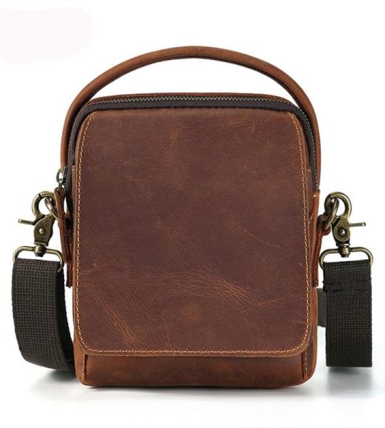 Retro kleine vierkante tas Messenger handtas casual business kleine tas schoudertas heren tas (A 17 * 20 * 8cm)
