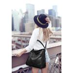 Sacmill Dameshandtas, PU-leer, schoudertas, shopper, topgreep, draagtas, elegante schoudertas voor vrouwen, zwart, Hobo