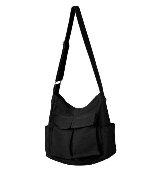 Tibroni Canvas Messenger Bag groot, casual, vintage, esthetisch, crossbody tas met meerdere zakken, schoudertas voor heren met grote capaciteit, voor reizen, werk, school, winkelen