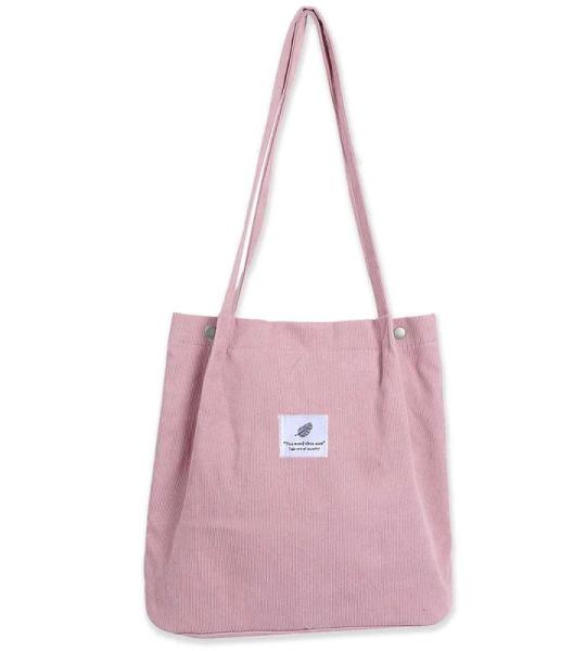 Grote schoudertas voor dames, corduroy schoudertas, strandtas, crossbody tas, shopper, tote bag, boodschappentas, handtas, shopper voor werk, winkelen, school, roze