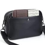 GSenhui Kleine schoudertas voor heren, leer, moderne tassen met brede schouderriem, crossbody tas met ritssluiting, voor zakelijk en dagelijks gebruik