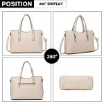 Tote tas voor Vrouwen PU Lederen Handtassen Set Dames Top Handvat Tas Schoudertas Grote Capaciteit, Beige