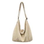 Schoudertas voor dames, grote shopper, tote bag, schoudertas, casual crossbody tas met verstelbare schouderriem, voor school, kantoor, werk, reizen, uitstapjes, winkelen, beige
