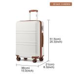 Kono Reisekoffer Handgepäck Koffer mit Rollen TSA Schloss, Leichtgewicht ABS Hartschalenkoffer Kabinentrolley 55cm (Cremeweiß)