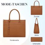 Handtas dames laptoptas 15,6 inch shopper grote hengseltas aktetas dames lederen schoudertas zakelijke tas 2-delige set, bruin