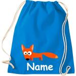 Shirtinstyle Gymtas, dierenvos met wensnaam, kinderen, stoffen tas, kinderrugzak, jute, gymtas,