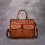 1 stuk handgemaakte aktetas voor heren, retro laptoptas, grote capaciteit, crossbody herentas (C, 27 x 36 x 10 cm)