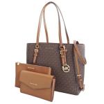 Charlotte Grote 3-in-1 Tote Crossbody Handtas Leer, Bruin, 3 in 1 draagtas